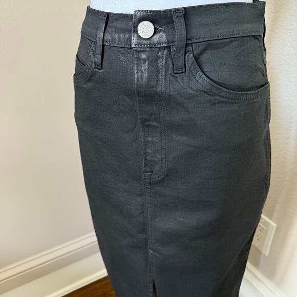 Frame Denim Coated Noir Black Mini Skirt Size 25 High Rise Leather Look - Picture 1 of 6